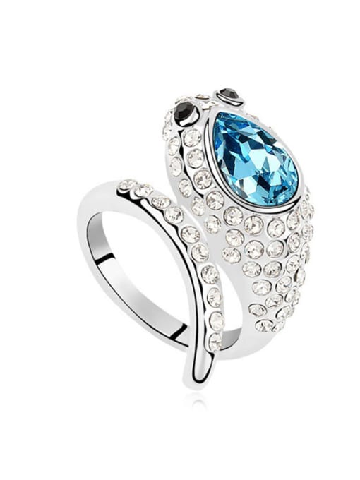 blue Personalized Shiny austrian Crystals Snake Alloy Ring
