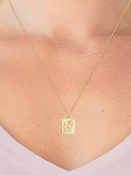 GROSE Titanium With Gold Plated Personality Square Rose Necklaces 1