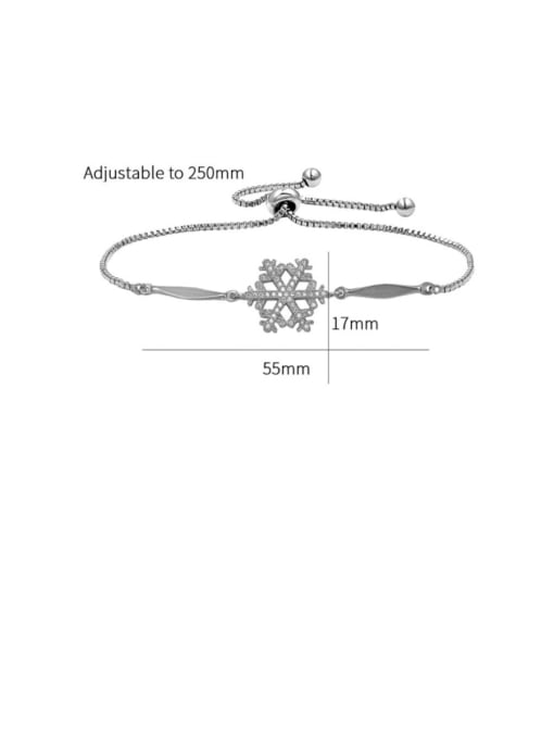 platinum Copper With Cubic Zirconia  Simplistic Flower  Adjustable Bracelets