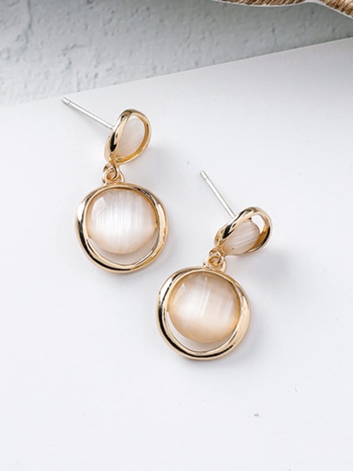 Girlhood Alloy With Rose Gold Plated Simplistic Round Drop Earrings 1