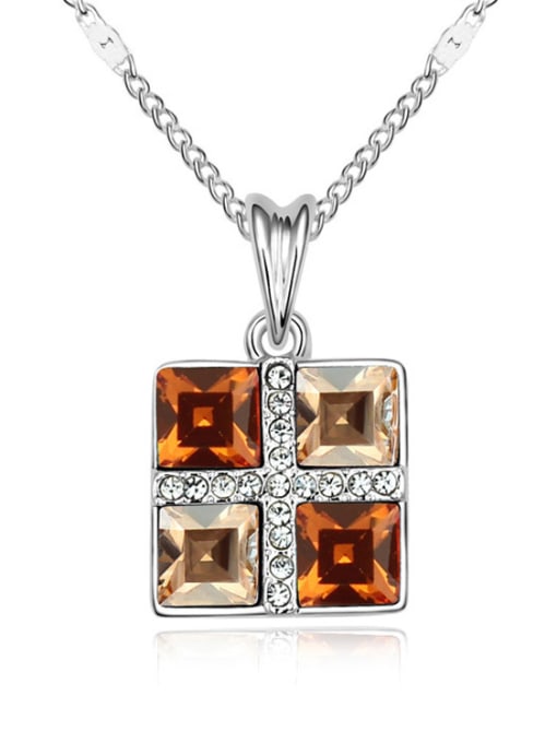 QIANZI Fashion Square austrian Crystals Pendant Alloy Necklace 1