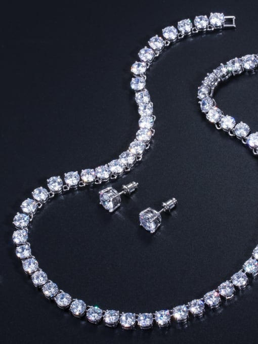 L.WIN Copper inlay AAA zircon earrings necklace 2 pieces jewelry set 1