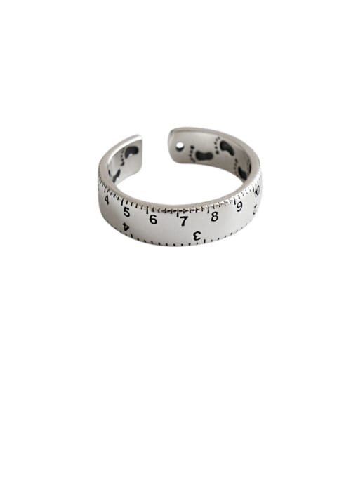 DAKA 925 Sterling Silver With Platinum Plated  Retro Scale Ruler Free Size Rings
