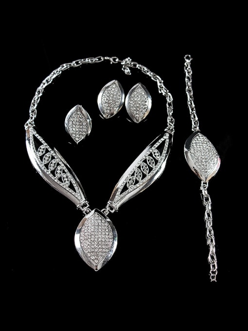 Lan Fu Oval Cubic Rhinestones Colorfast Four Pieces Jewelry Set 1