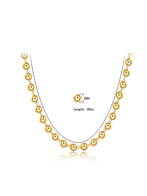 Ya Heng Simple 6mm Beads Gold Plated Copper Necklace 2