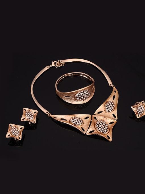 BESTIE Alloy Imitation-gold Plated Vintage style Rhinestones Hollow Four Pieces Jewelry Set 1