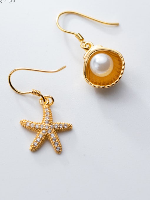 Rosh 925 Sterling Silver With Starfish shell Trendy Earrings 0
