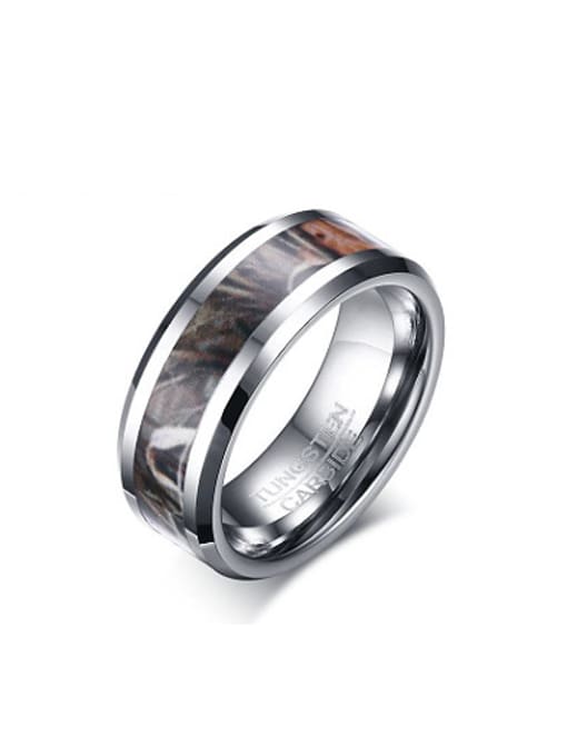 CONG Trendy Camouflage Pattern Design Geometric Tungsten Ring