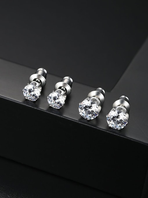 BLING SU Copper inlaid AAA zircon 5mm 6mm simple classic studs earring 0