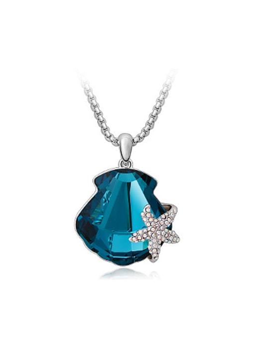 blue Fashion Starfish Scallop Austria Crystal Necklace