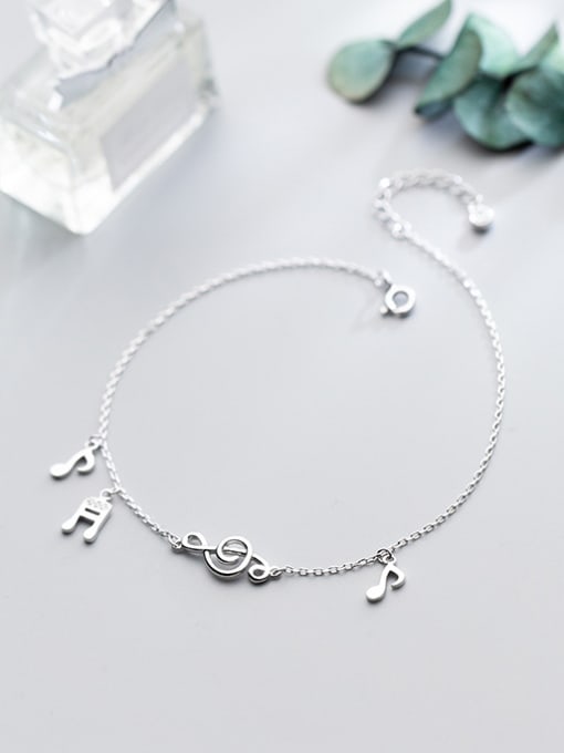 Rosh 925 Sterling Silver With Platinum Plated Cute Note Anklets 2