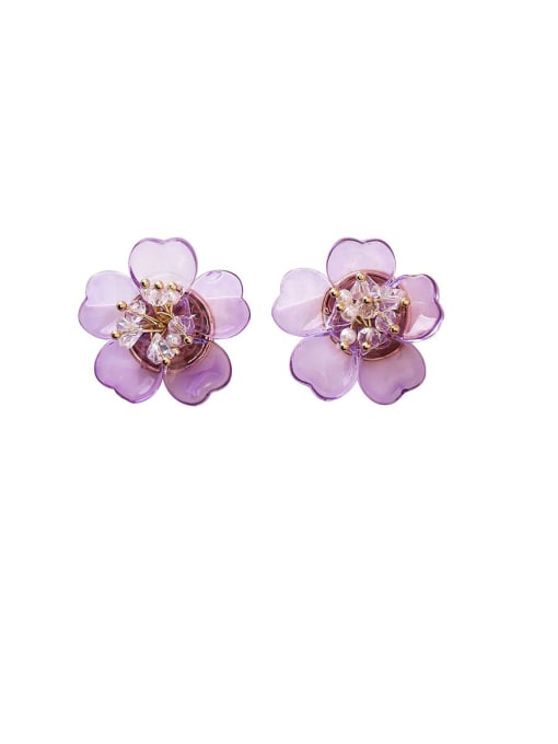 Girlhood Alloy With Rose Gold Plated Simplistic Flower Stud Earrings 0