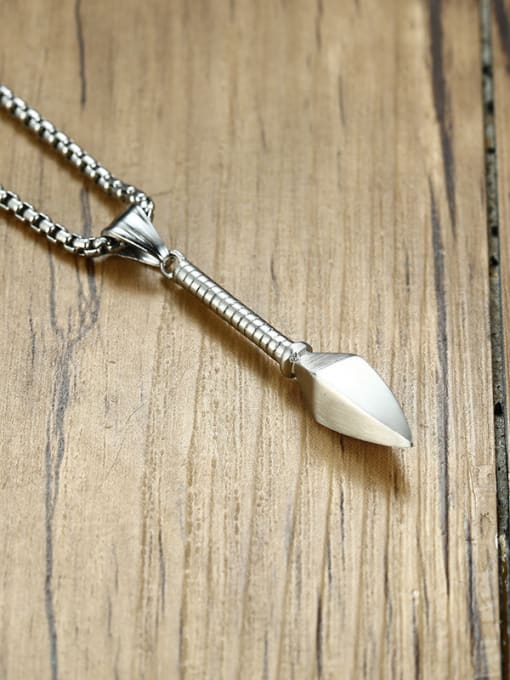 CONG Stainless Steel With Smooth  Simplistic Irregular Spearhead Pendant Necklace 3