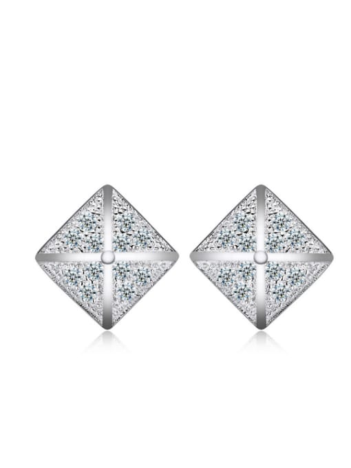 kwan Square Shaped Delicate Zircons Stud Earrings 0