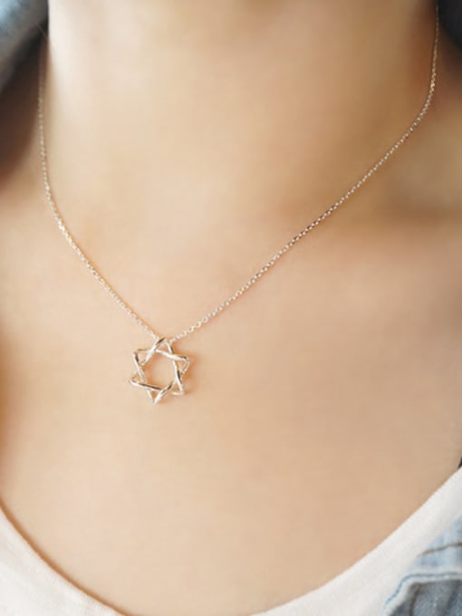 Peng Yuan Hollow Six-pointed Star Silver Necklace 1