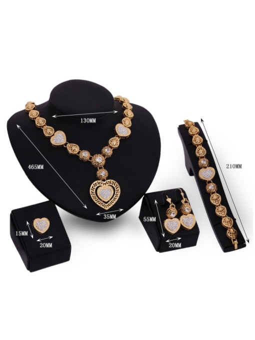 BESTIE Alloy Imitation-gold Plated Classical style Rhinestones Heart-shaped Hollow Four Pieces Jewelry Set 2
