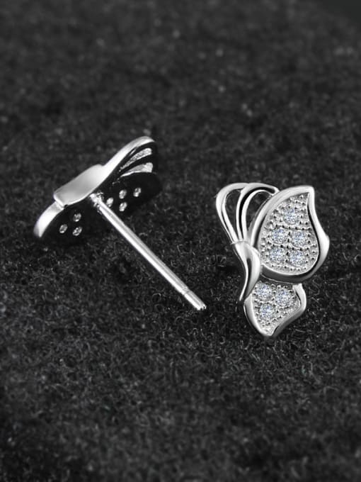 SANTIAGO Exquisite Tiny Butterfly Cubic Zirconias 925 Silver Stud Earrings 1
