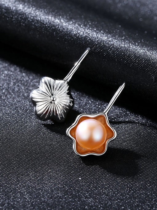 CCUI Pure silver flower natural freshwater pearl earnail 1
