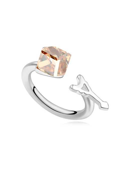 QIANZI Personalized Cubic austrian Crystal-accented Opening Alloy Ring 3