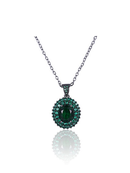 Green Retro Oval Zircon Women Necklace