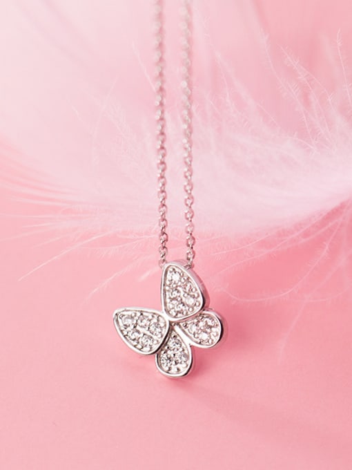Rosh 925 Sterling Silver With Platinum Plated Simplistic Butterfly Necklaces 3