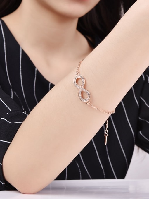 Ronaldo Exquisite Rose Gold Plated Figure Eight Shaped Crystal Bracelet 1