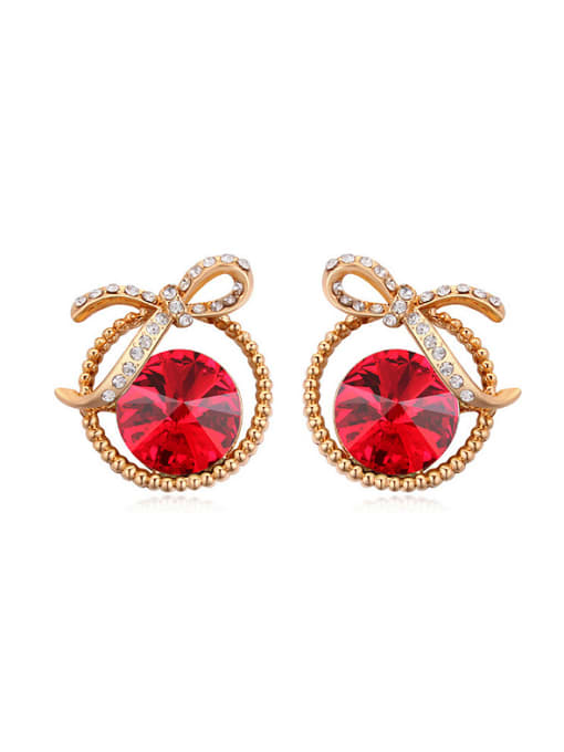red austrian Elements Crystal Earrings elegant bow earrings with crystal appearance