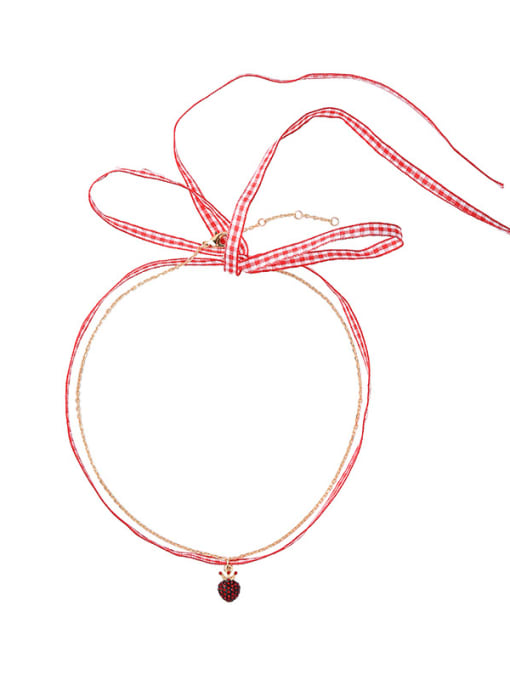 Strawberry -12 Ribbon Double Layer 2018 New Design Women Choker
