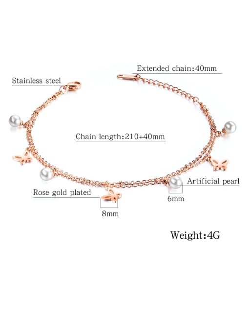 Open Sky Stainless Steel With Rose Gold Plated Cute Butterfly Anklets 2