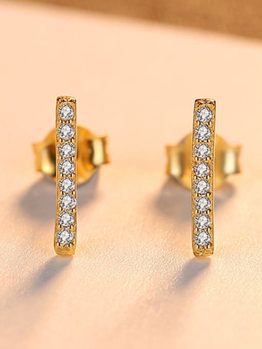18K Gold 925 Sterling Silver With 18k Gold Plated Simplistic One-character  Stud Earrings