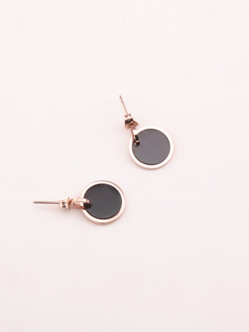 GROSE Titanium With Rose Gold Plated Simplistic Round Stud Earrings 1