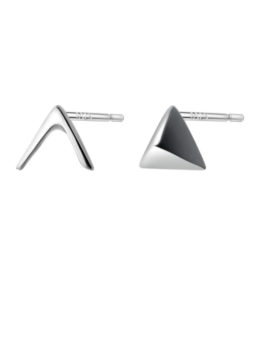 Rosh 925 Sterling Silver With Platinum Plated Simplistic  Asymmetry Triangle Stud Earrings 3