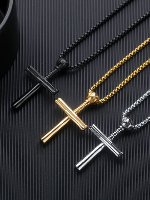 Open Sky Stainless Steel With Gold Plated Personality cross Pendants 1