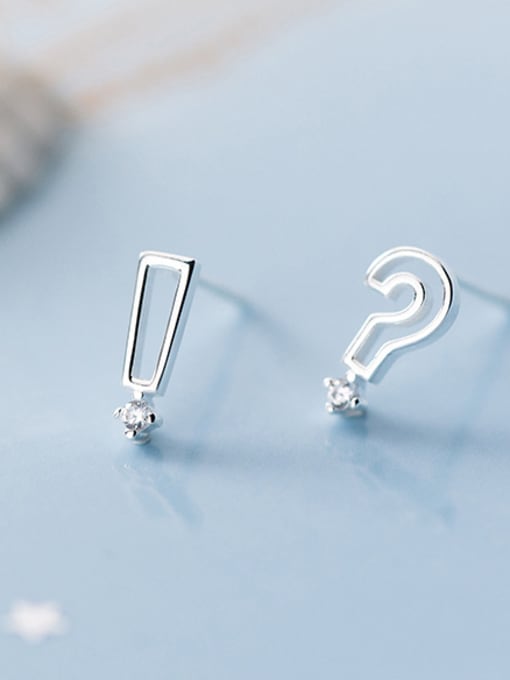 Rosh 925 Sterling Silver With Platinum Plated Cute Asymmetry Symbol Stud Earrings 1