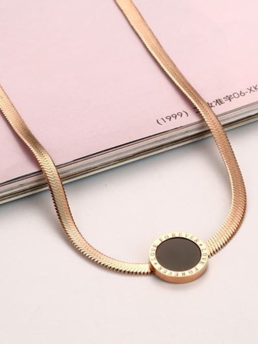 CONG Fashionable Rose Gold Plated Round Shaped Enamel Titanium Bracelet 2