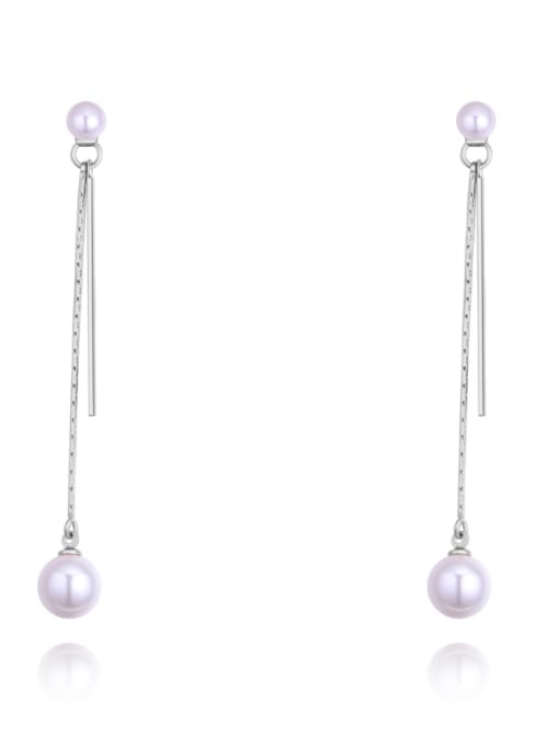 platinum Simple Imitation Pearls Alloy Plating Drop Earrings