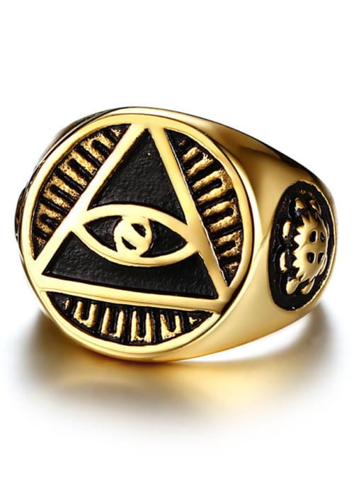 CONG Exquisite Gold Plated Eye Shaped Titanium Ring 1