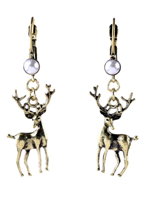 KM Retro Antelope Artificial Pearl Alloy drop earring 0