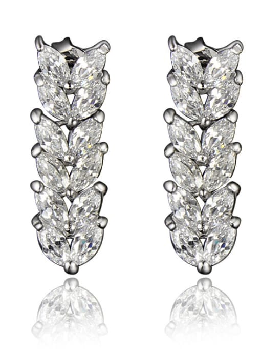 SANTIAGO Shimmering 18K White Gold Plated Zircon Drop Earrings 0