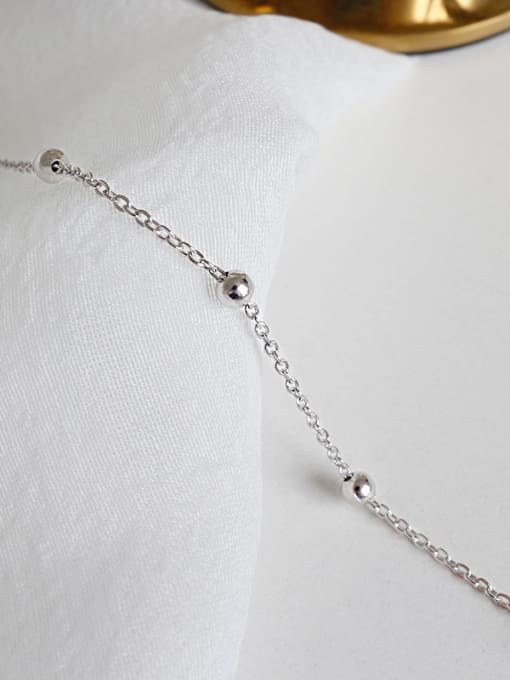 DAKA 925 Sterling Silver With Platinum Plated Classic Ball Anklets 3