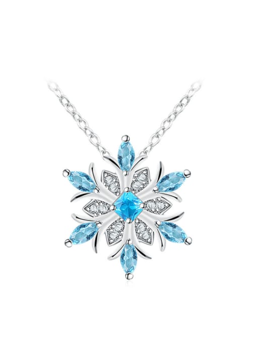 Ronaldo Exquisite Blue Snowflake Shaped Women Necklace