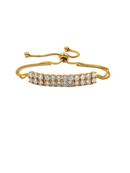 Champagne gold Copper With Cubic Zirconia  Simplistic Geometric adjustable Bracelets