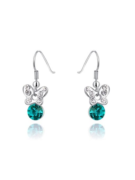 Blue Champagne Bowknot Shaped Austria Crystal Drop Earrings