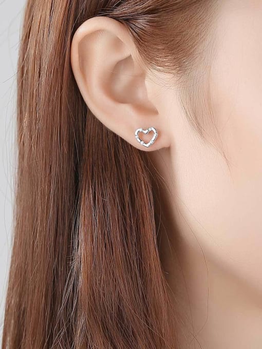 CCUI 925 Sterling Silver With Heart-shaped Stud Earrings 1