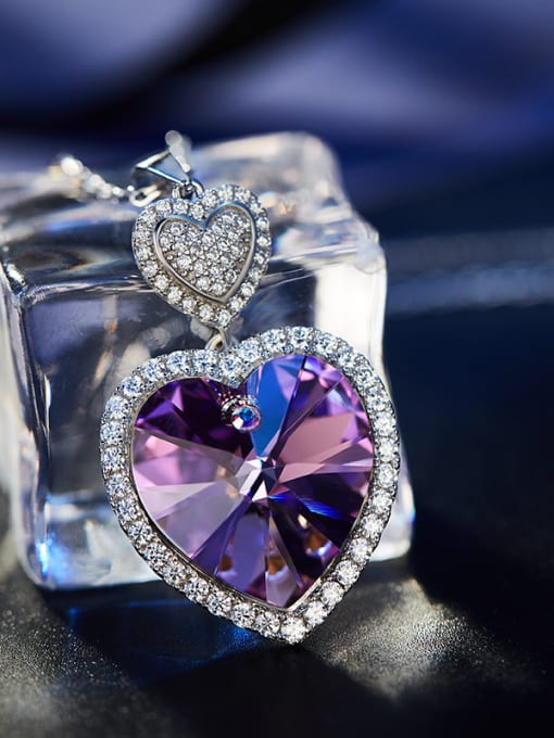 CEIDAI austrian Crystals Double Heart Shaped Necklace 4