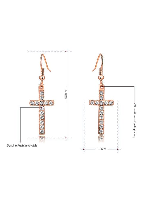 Ronaldo Exquisite Rose Gold Plated Cross Shaped Austria Crystal Two Pieces Jewelry Set 2