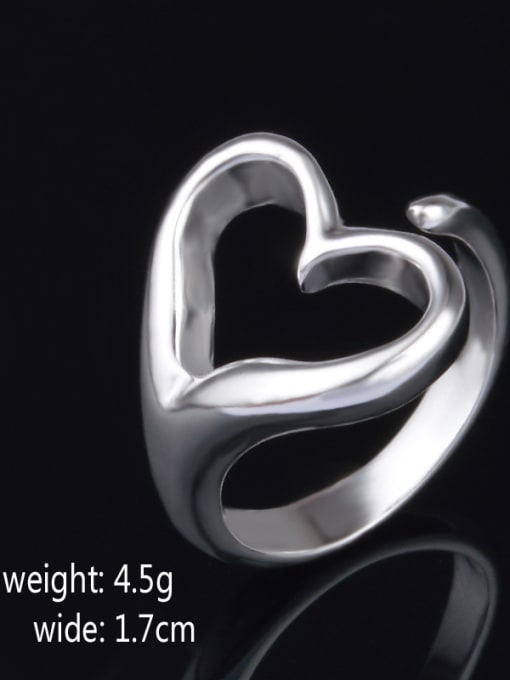 Ya Heng Hollow Heart Shaped Simple Style Opening Ring 1