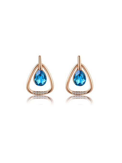 Ronaldo Blue Water Drop Shaped Austria Crystal Stud Earrings 0