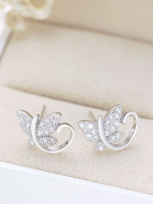 kwan Small Creative Butterfly Silver Stud Earrings 1