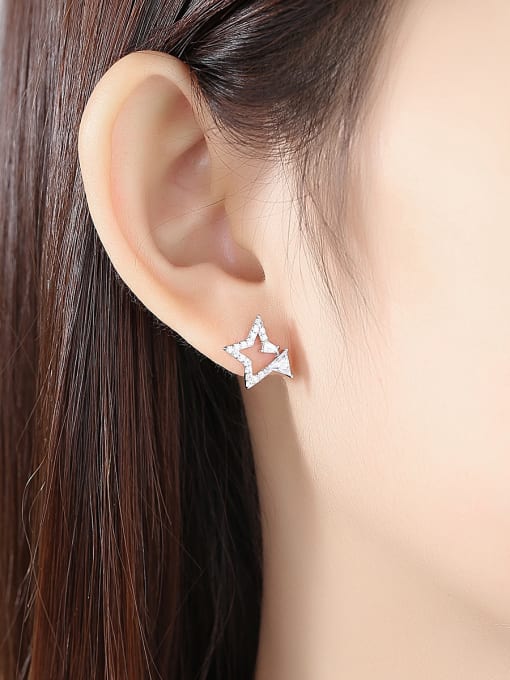 BLING SU Copper inlay AAA zircon triangles starry stud earrings 1